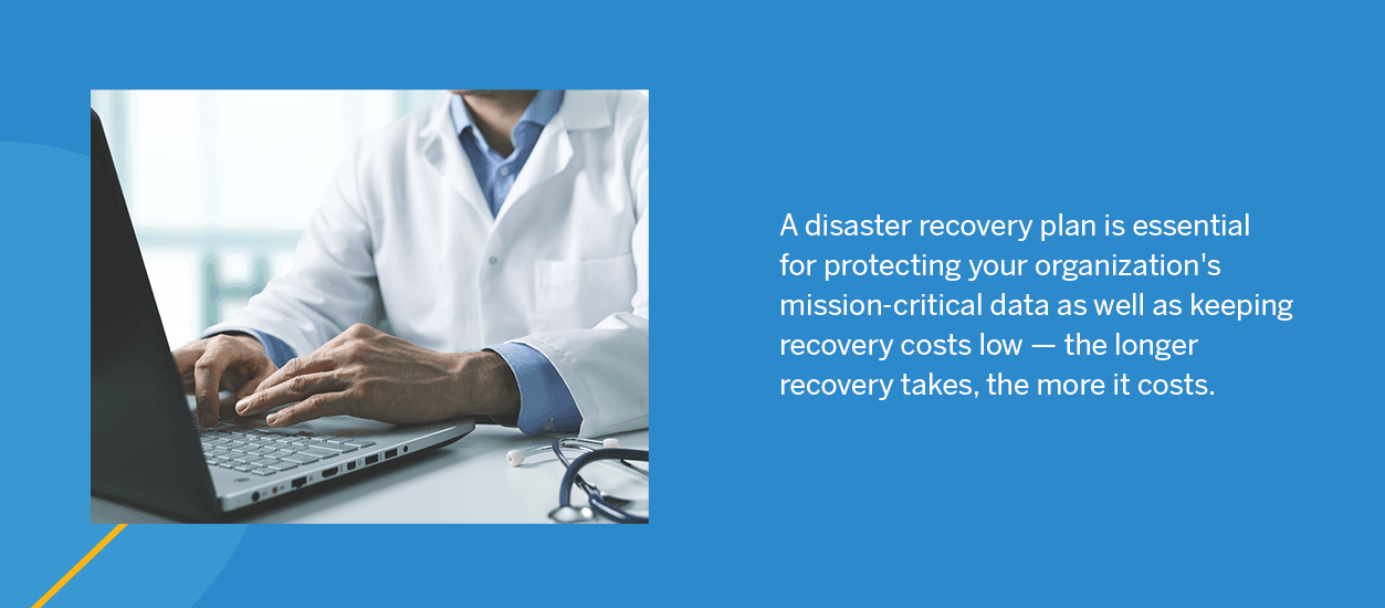 A disaster recovery plan is essential for protecting your organization's mission-critical data as well as keeping recovery costs low - the longer recovery takes, the more it costs.